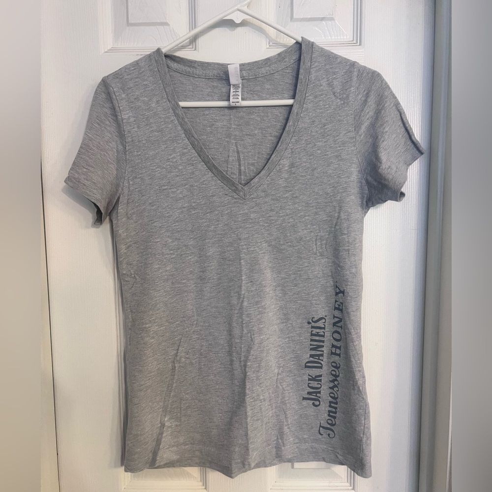 Jack Daniels Gray V-Neck Women's Top